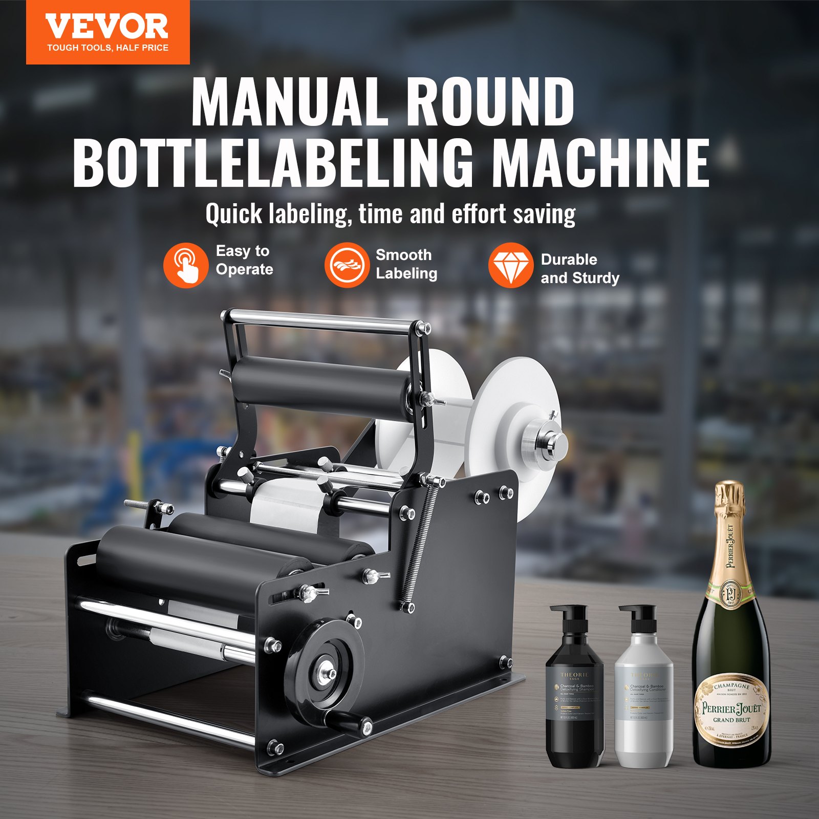 Manual Round Labeling Machine, 15-20pcs/min, Bottle Label