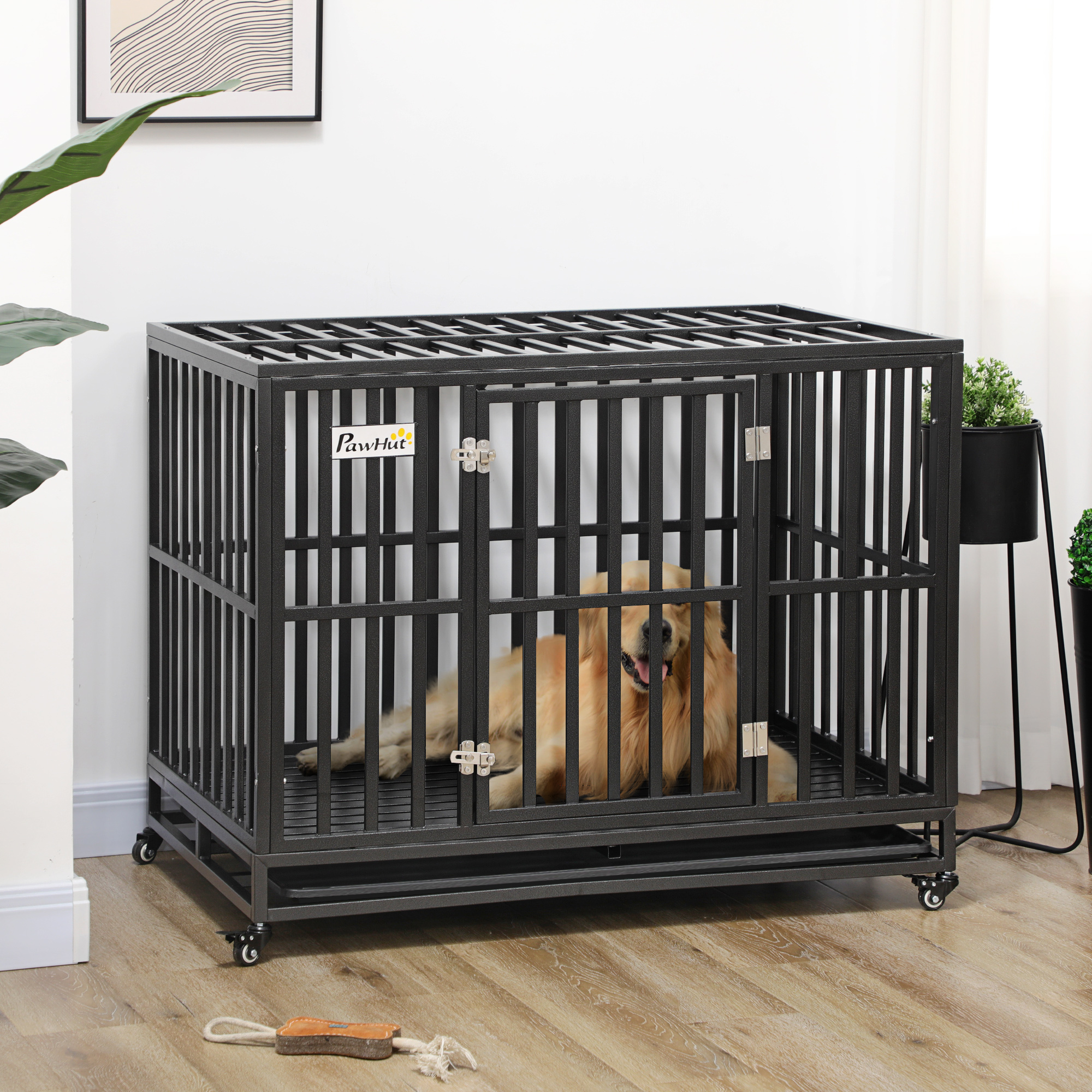 44'' Strong Pet Dog Crate Mobility Cage w/ Playpen & Removeable Tray Black - Shop at LoveMi