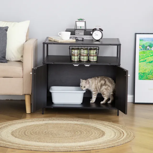 Cat Litter Box Enclosure Black - Shop at LoveMi