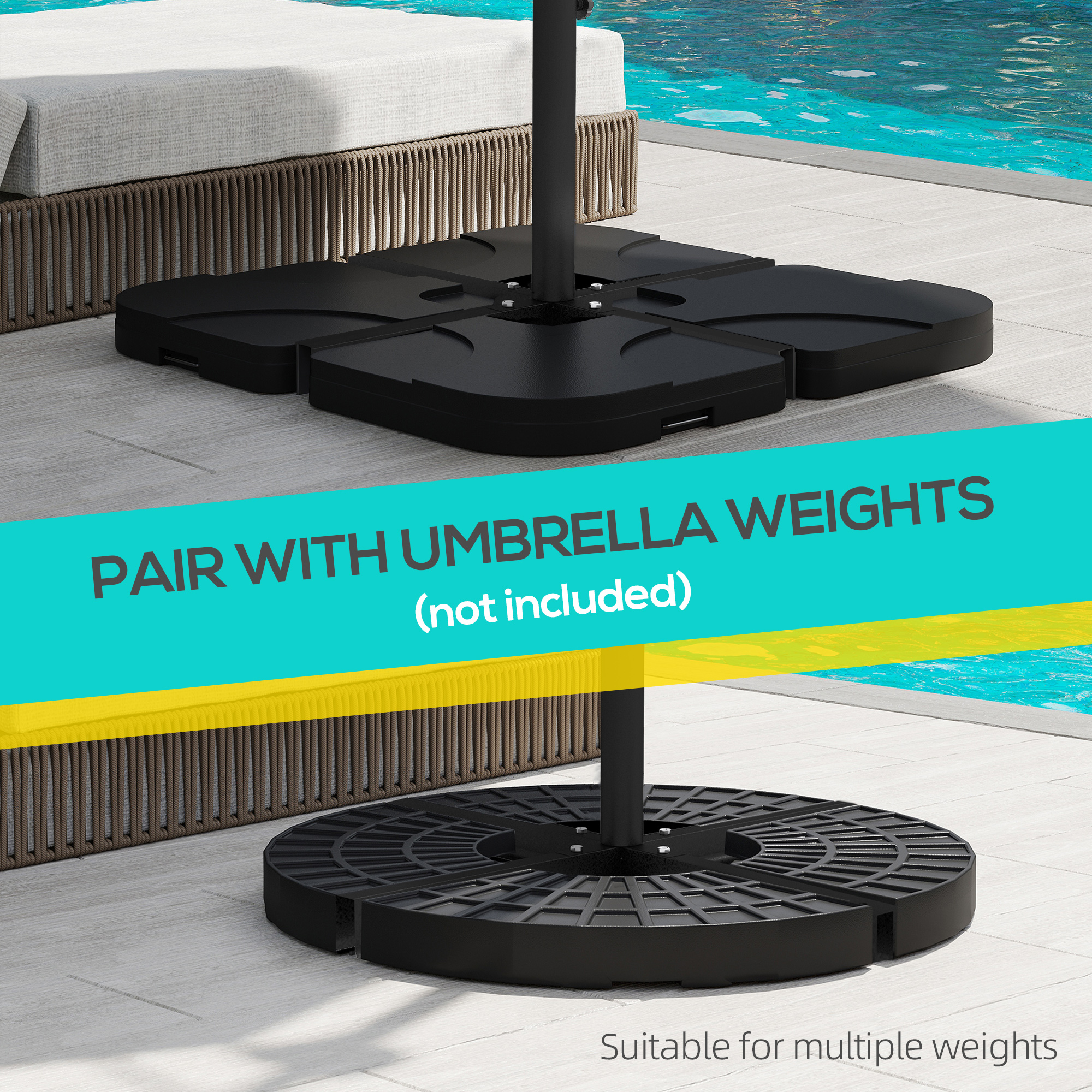 Outdoor Universal Cross Brace Stand for Small Offset Umbrella or Large Market Umbrella