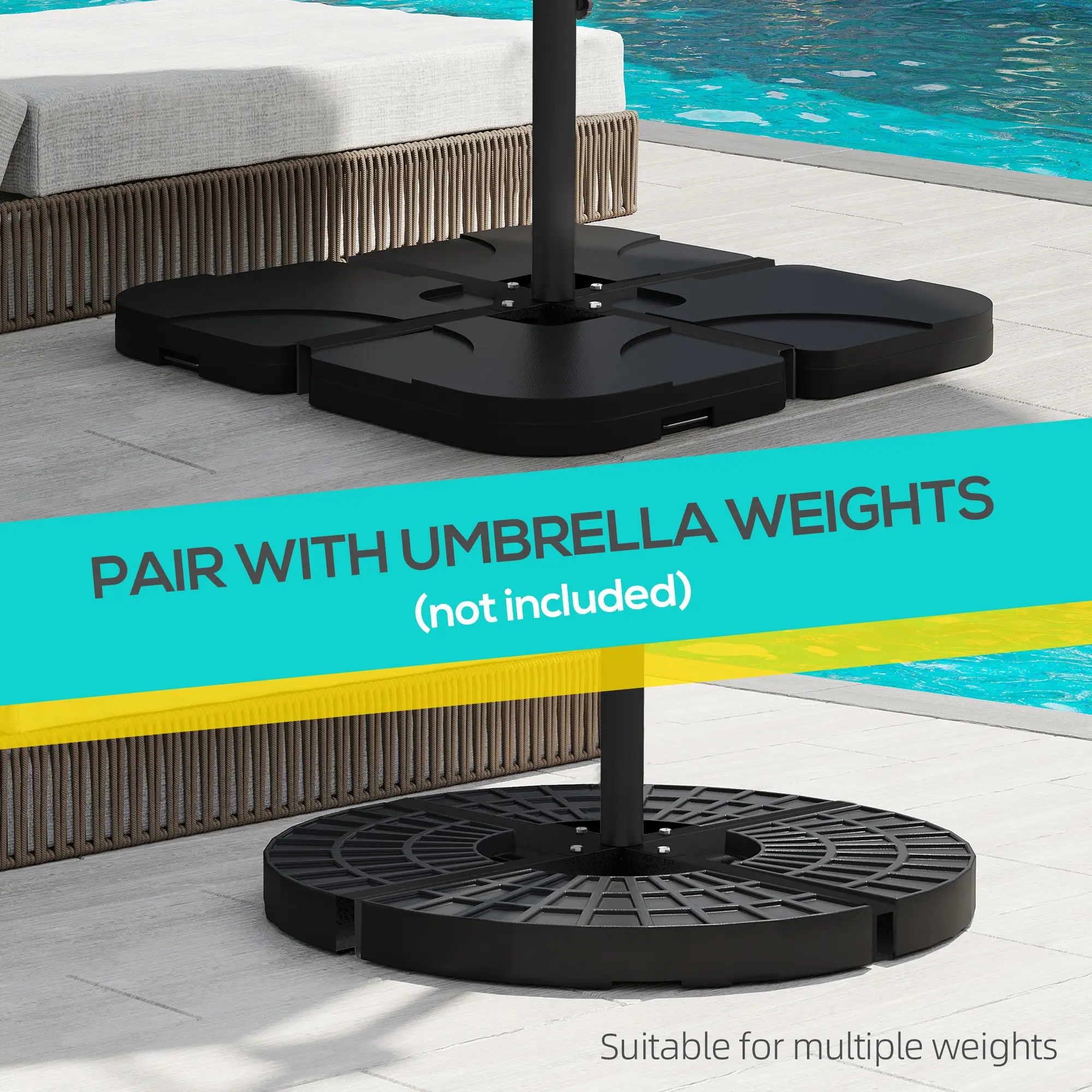 Outdoor Universal Cross Brace Stand for Small Offset Umbrella or Large Market Umbrella, Black