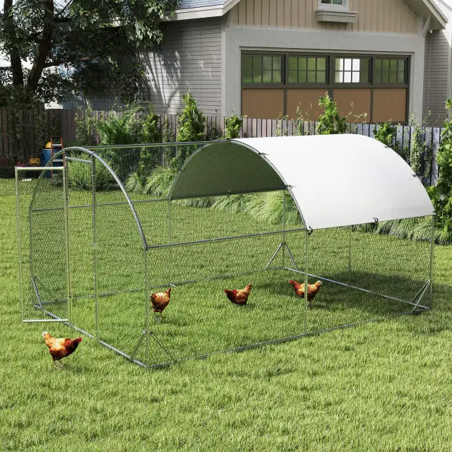 Large Chicken Coop Chicken Run with Waterproof and Anti UV Cover Silver - Shop at LoveMi