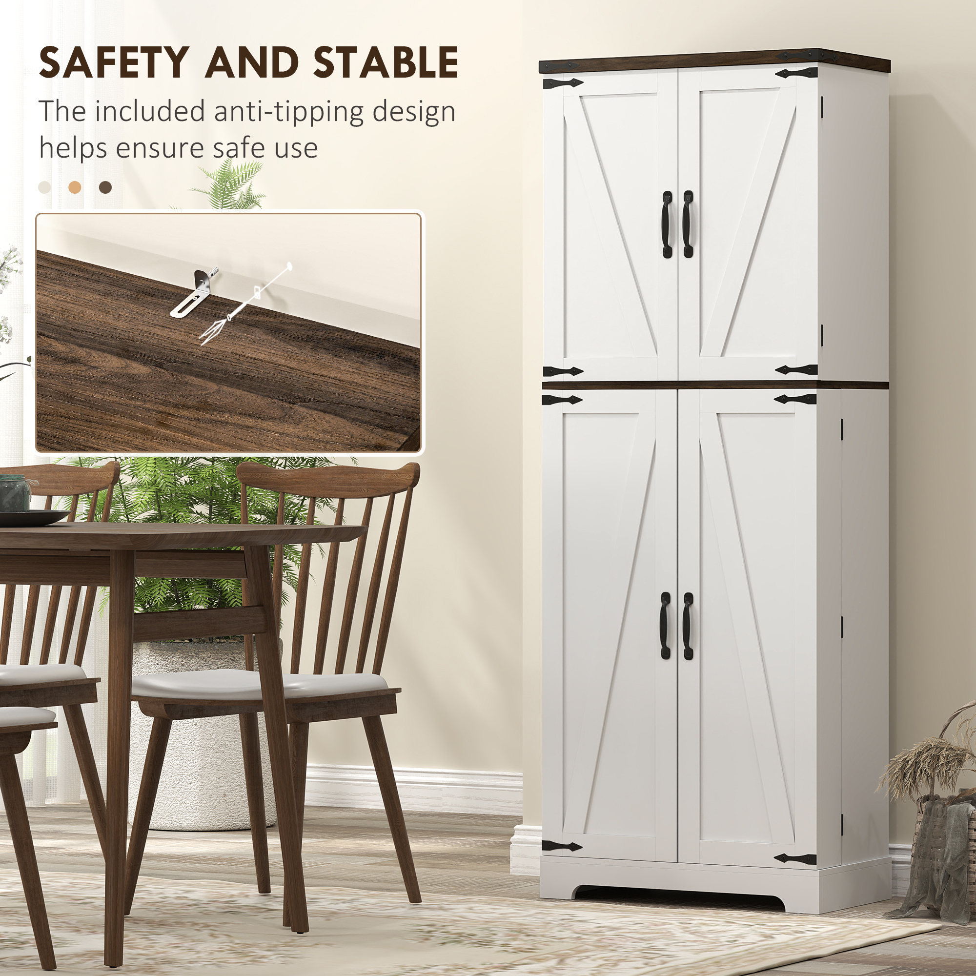64" Tall Kitchen Pantry Cabinet with Motion Sensor Light