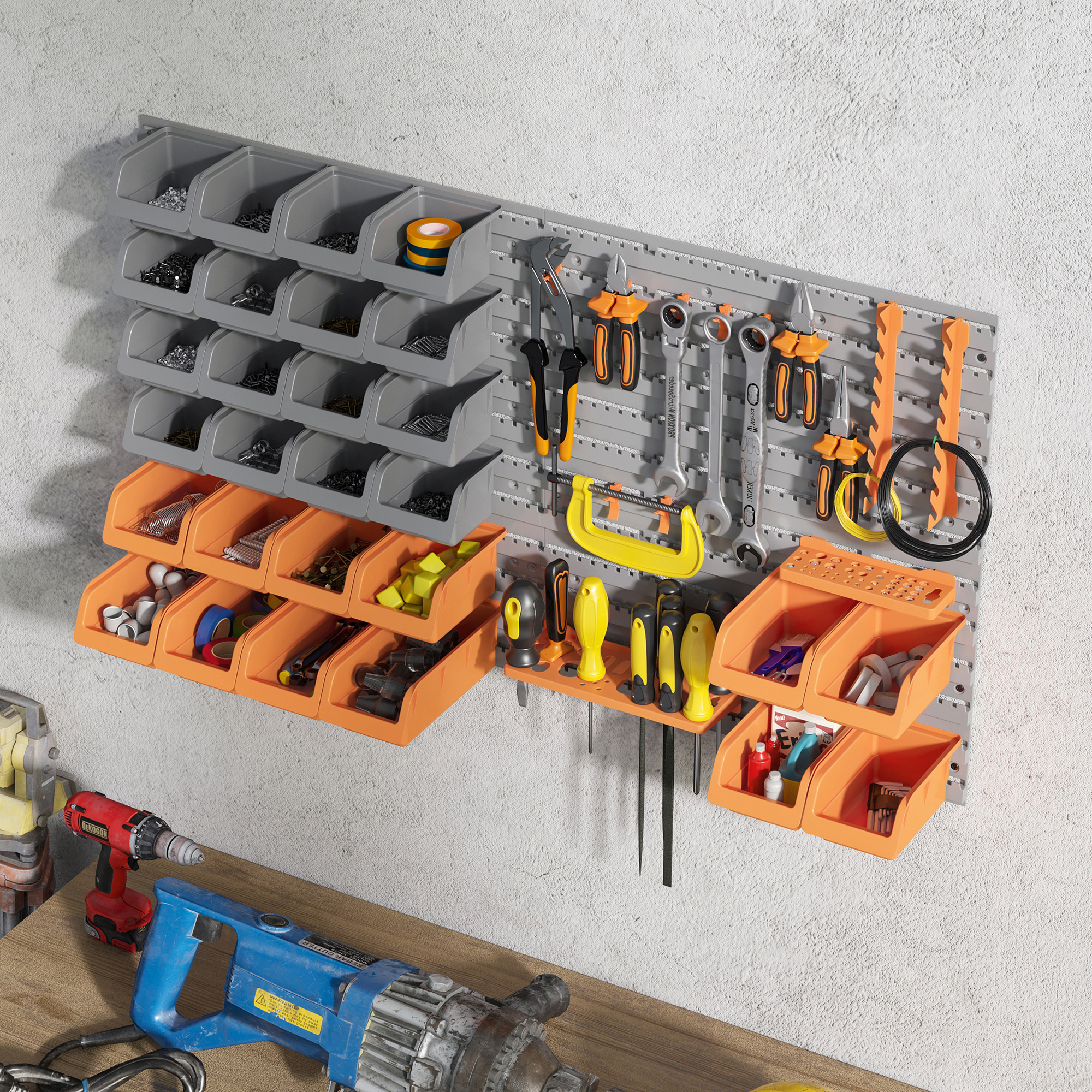 Wall Mounted Pegboard Tool Organizer Kit