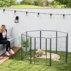 39 Inch Exercise Pen, Heavy Duty Dog Playpen, 8 Panel Metal Pet Fence for Medium and Large Dogs, Black - Black - View 1