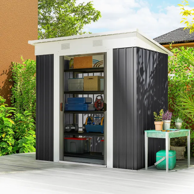 6' x 4' Lean to Garden Shed Black, White - Shop at LoveMi