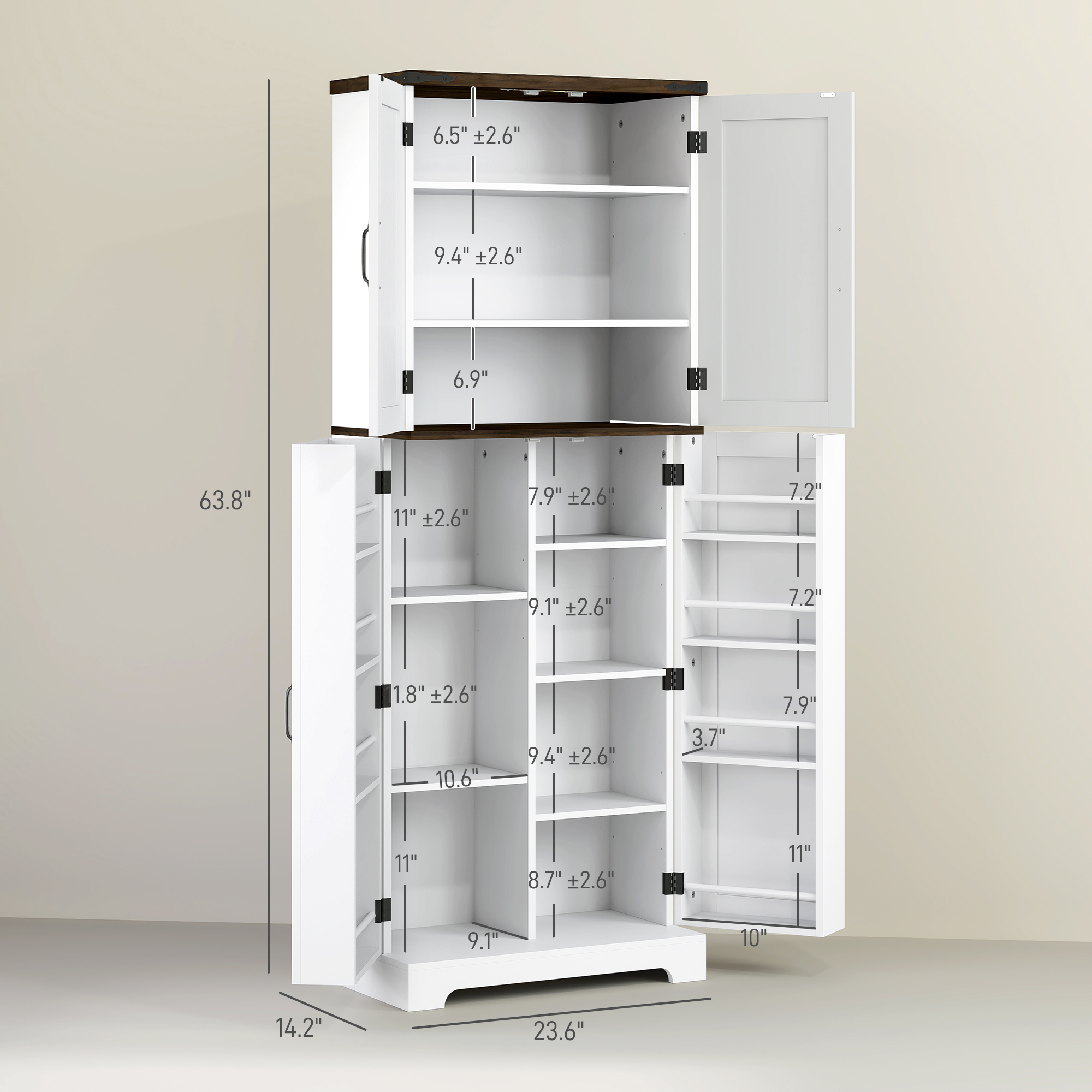 64" Tall Kitchen Pantry Cabinet with Motion Sensor Light view 4