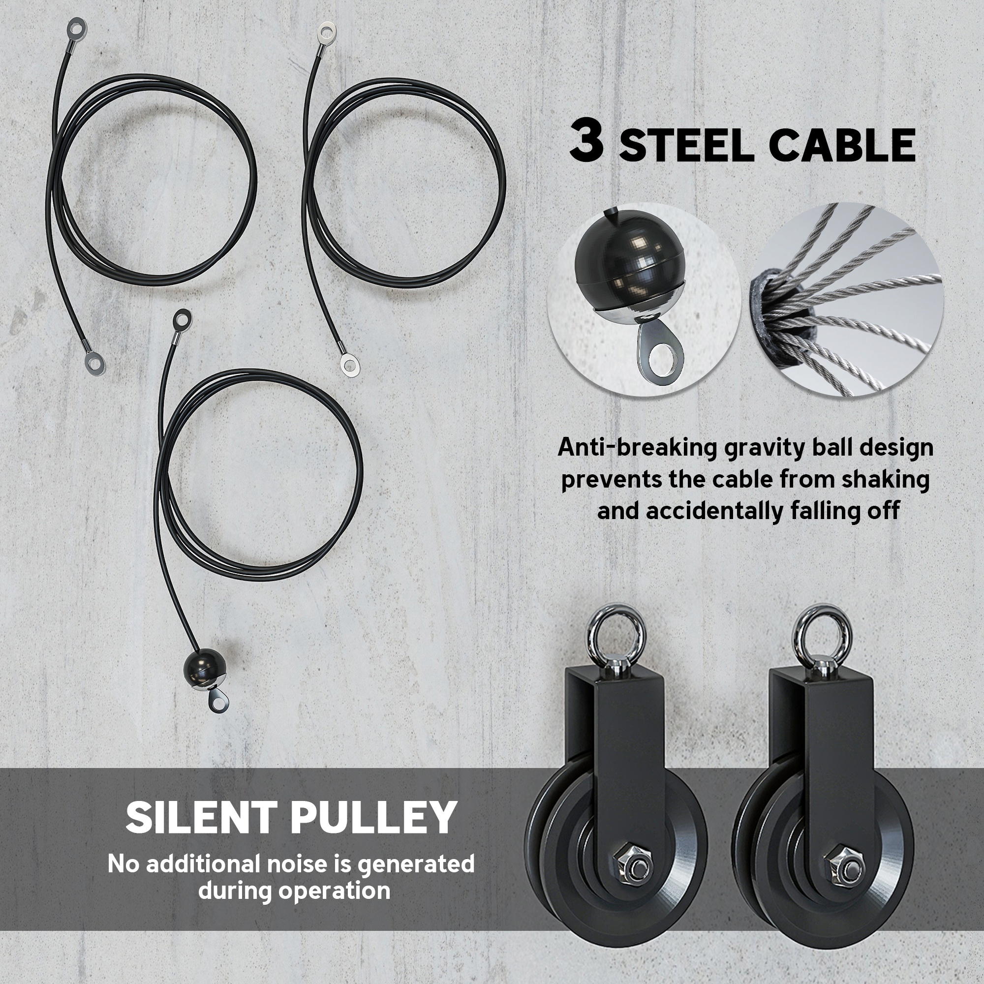 Weight Cable Pulley System for Home Gym with Universal Loading Pin for LAT Pull Down, Biceps Curl Workout, Red - Image 2