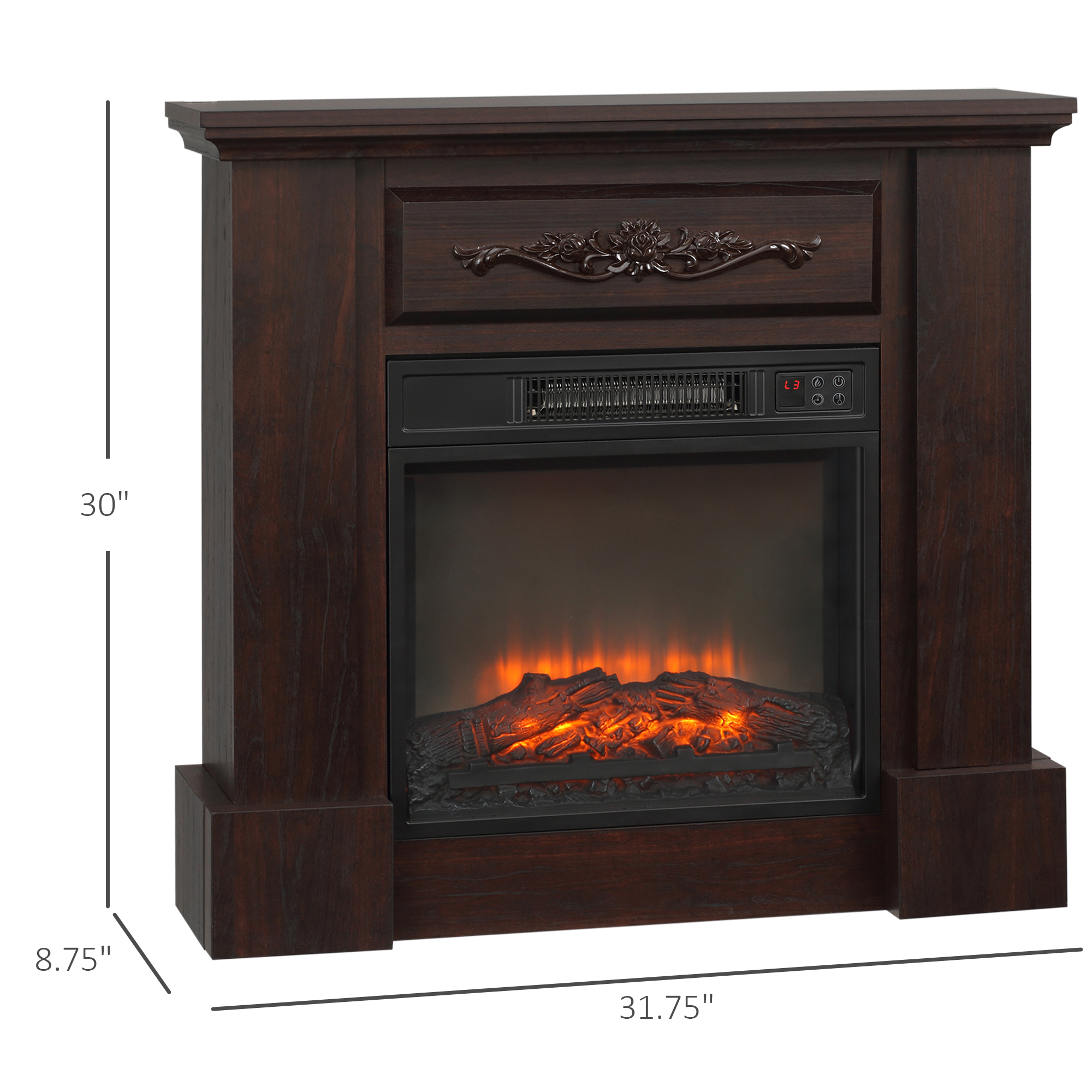 32" Electric Fireplace with Mantel - 3