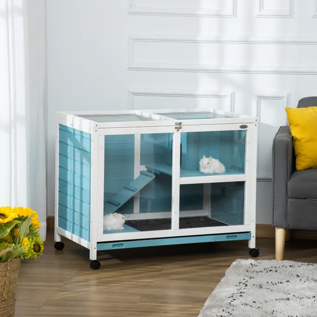 Desk/Table Sized Rabbit Hutch with Wheels Light Blue - Shop at LoveMi