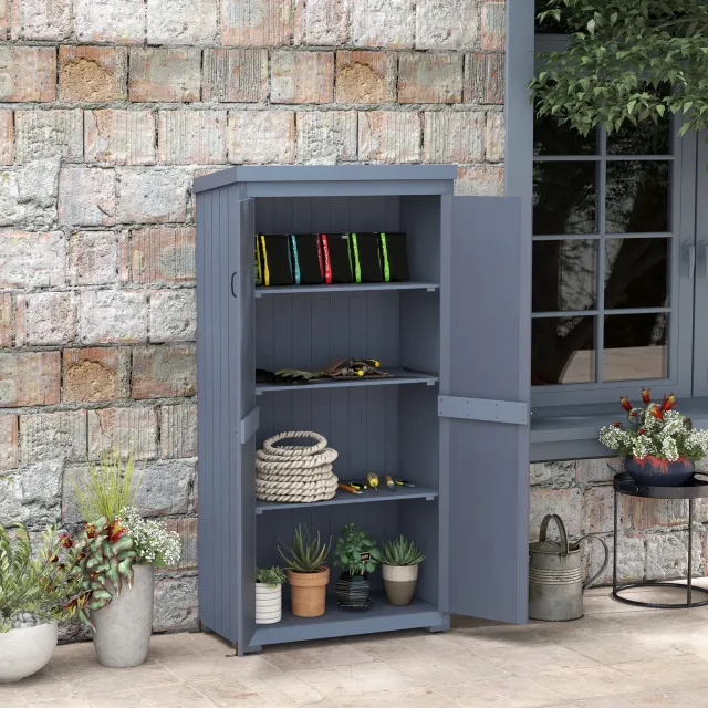 Outdoor Storage Cabinet Garden Shed with Waterproof Galvanized Roof and Lockable Door Gray - Shop at LoveMi