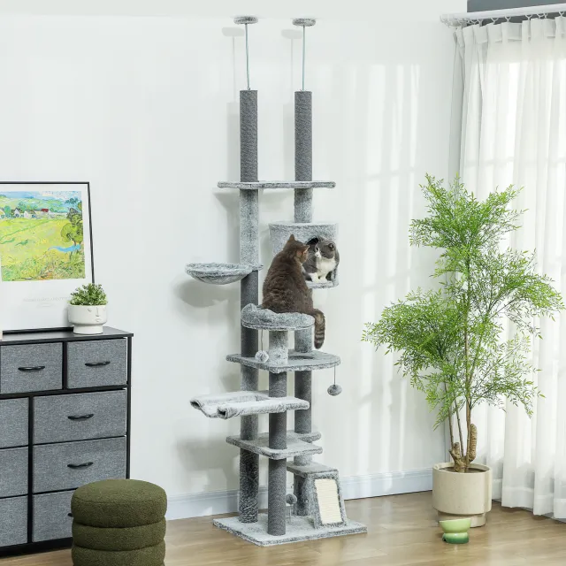 31" Cat Tree Tower with Scratching Posts Gray - Shop at LoveMi