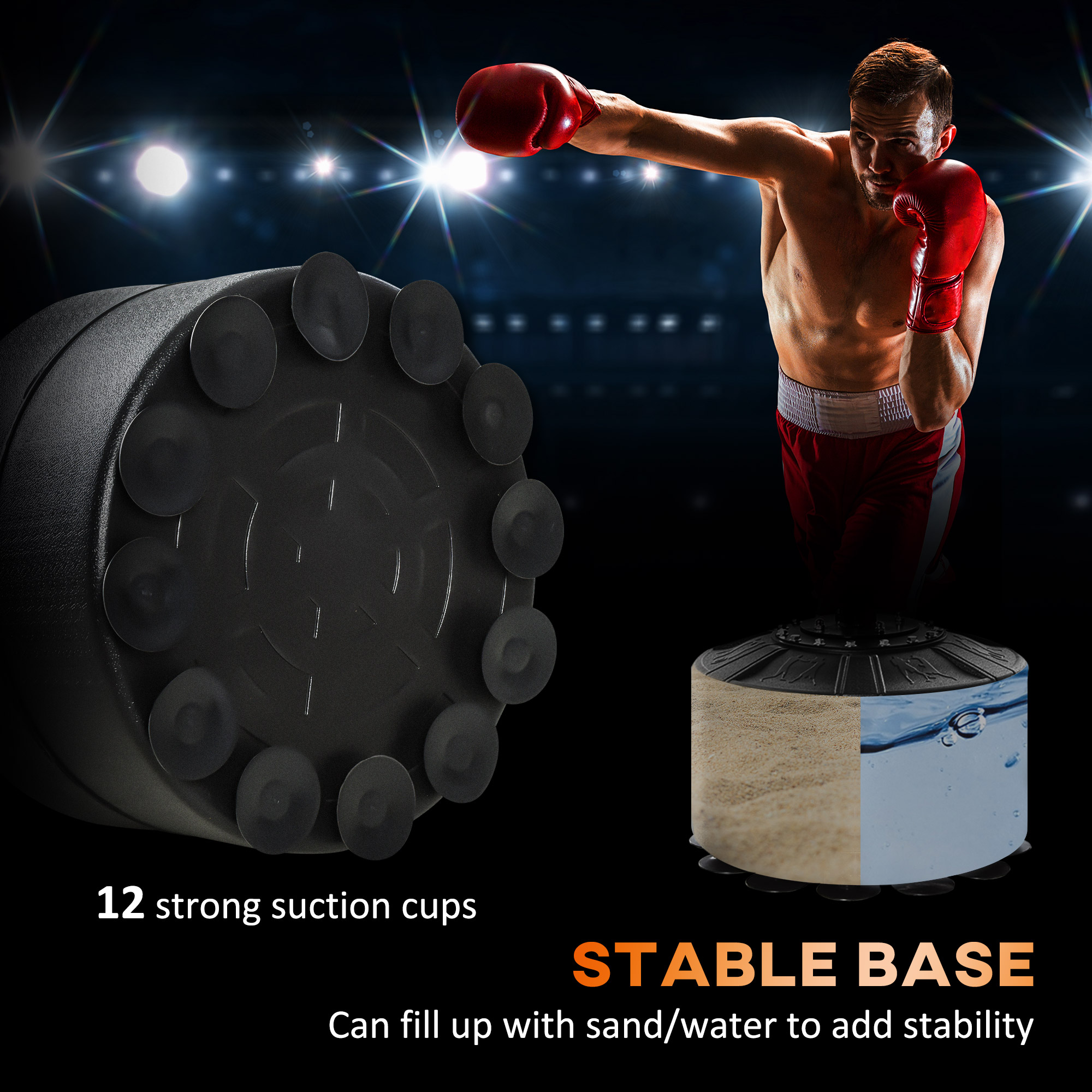 4-in-1 Boxing Punching Bag Stand with 2 Speedballs, 360° Relax Bar, & PU-Wrapped Bag & Adjustable Height, Red