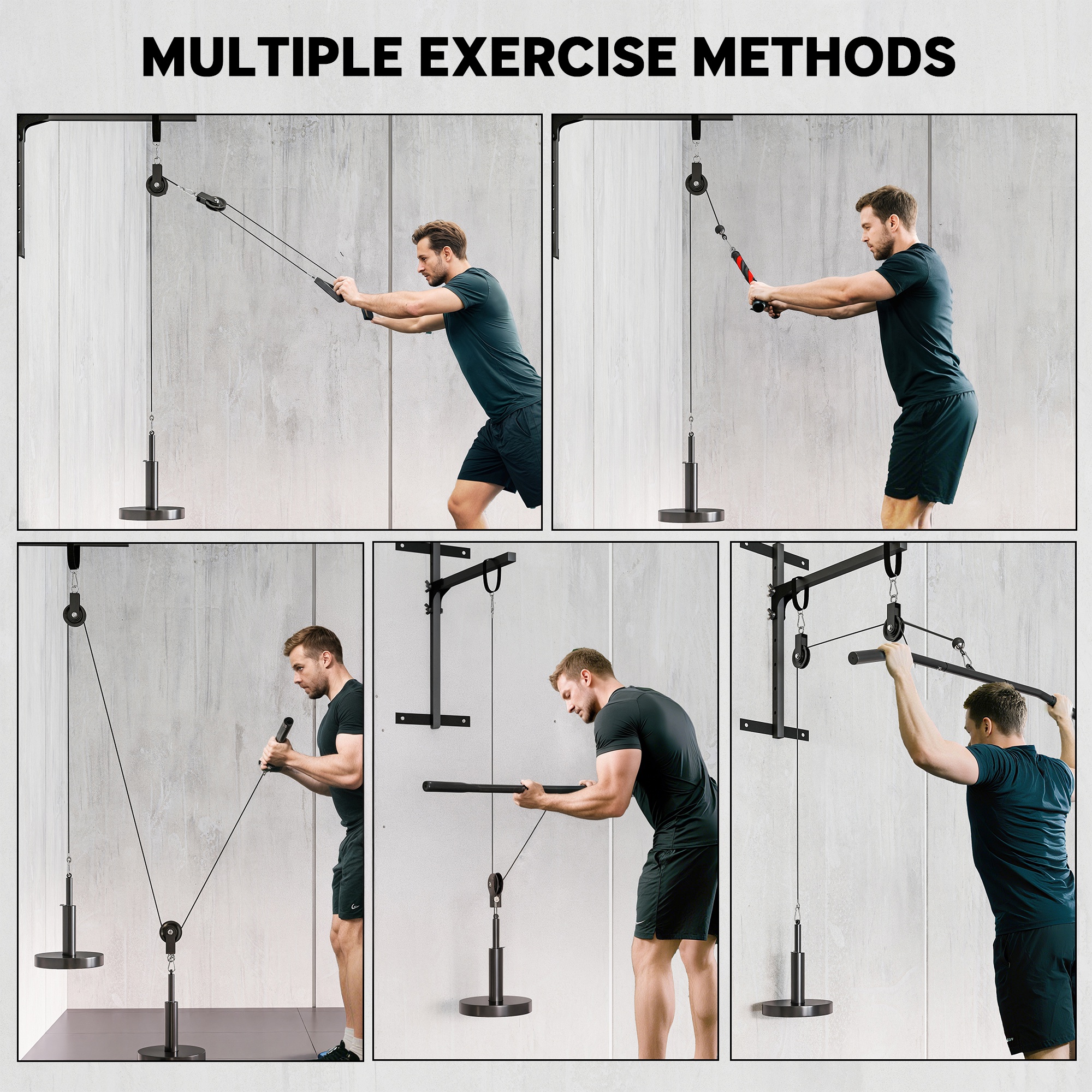 Weight Cable Pulley System for Home Gym with Universal Loading Pin for LAT Pull Down, Biceps Curl Workout, Red - Image 6