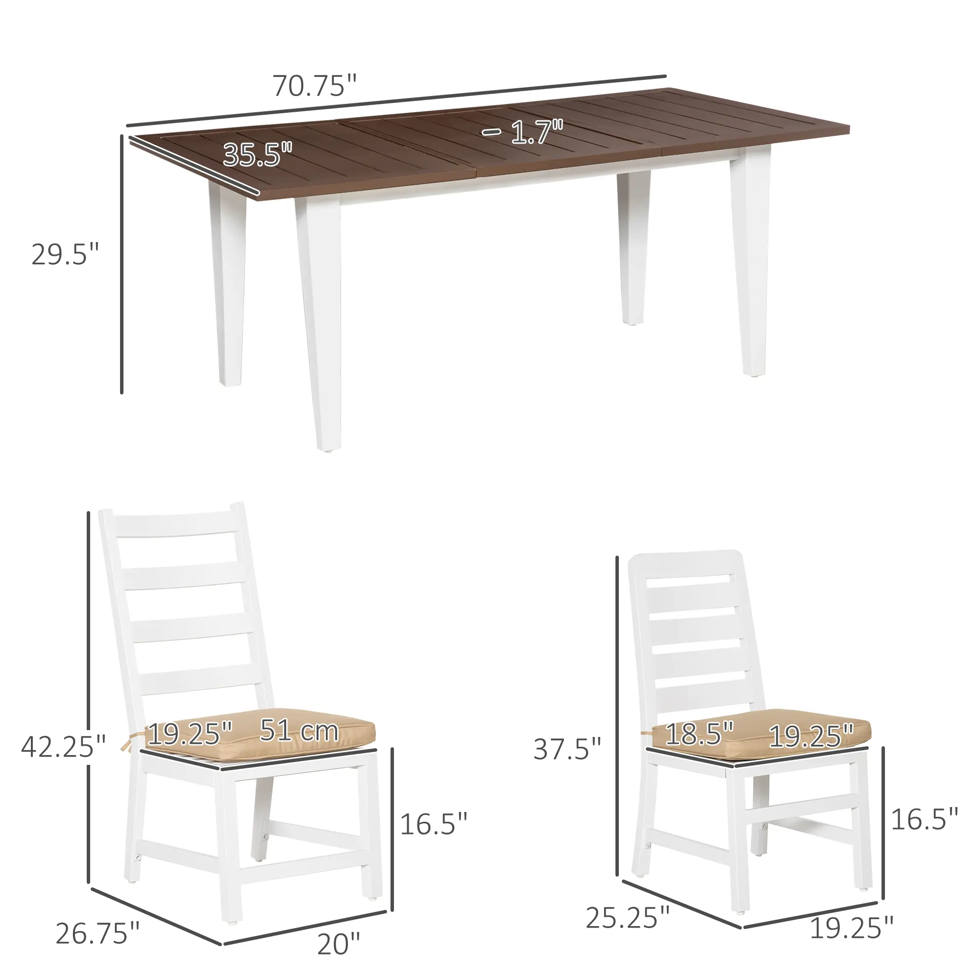Patio Dining Set for 6, Outdoor Furniture Set with a Table & Chairs, Cushions, Umbrella Hole for Garden, Backyard, or Poolside, Beige