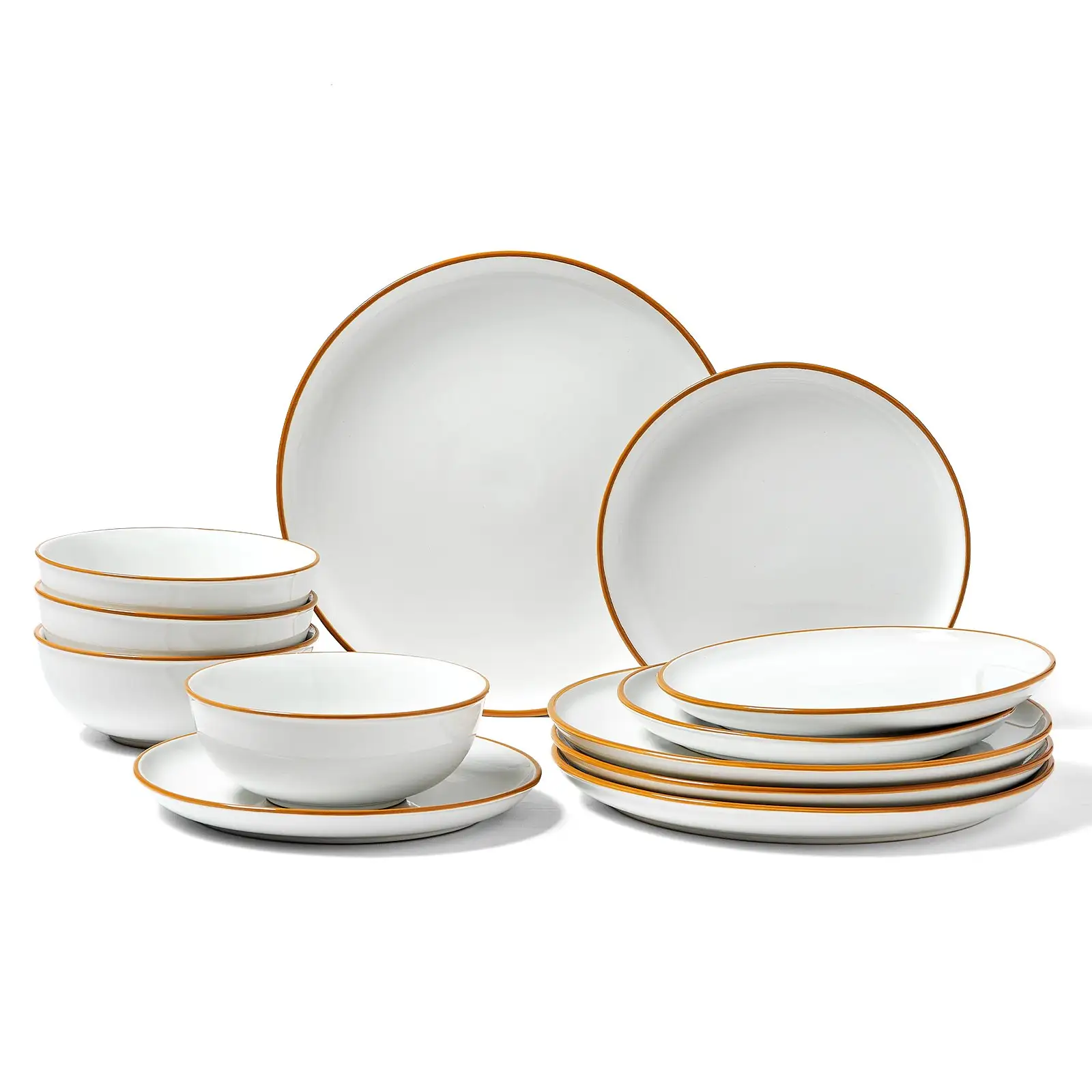 Dinnerware Set, Service For 4 People, Round Plates And Bowls Sets, Scratch Resistant Ceramic Dinner Ware, Dishwasher And Microwave Suitable Kitchen Dishes, For 