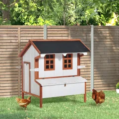 47" Chicken Coop Chicken House Rabbit Hutch Raised Poultry Cage Portable Hen Pen Backyard with Nesting Box and Handles - Multi Colour - View 1