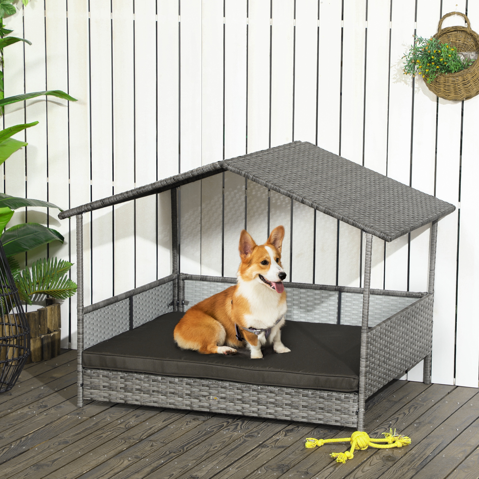 Outdoor Dog Bed with Canopy Charcoal Gray - Shop at LoveMi