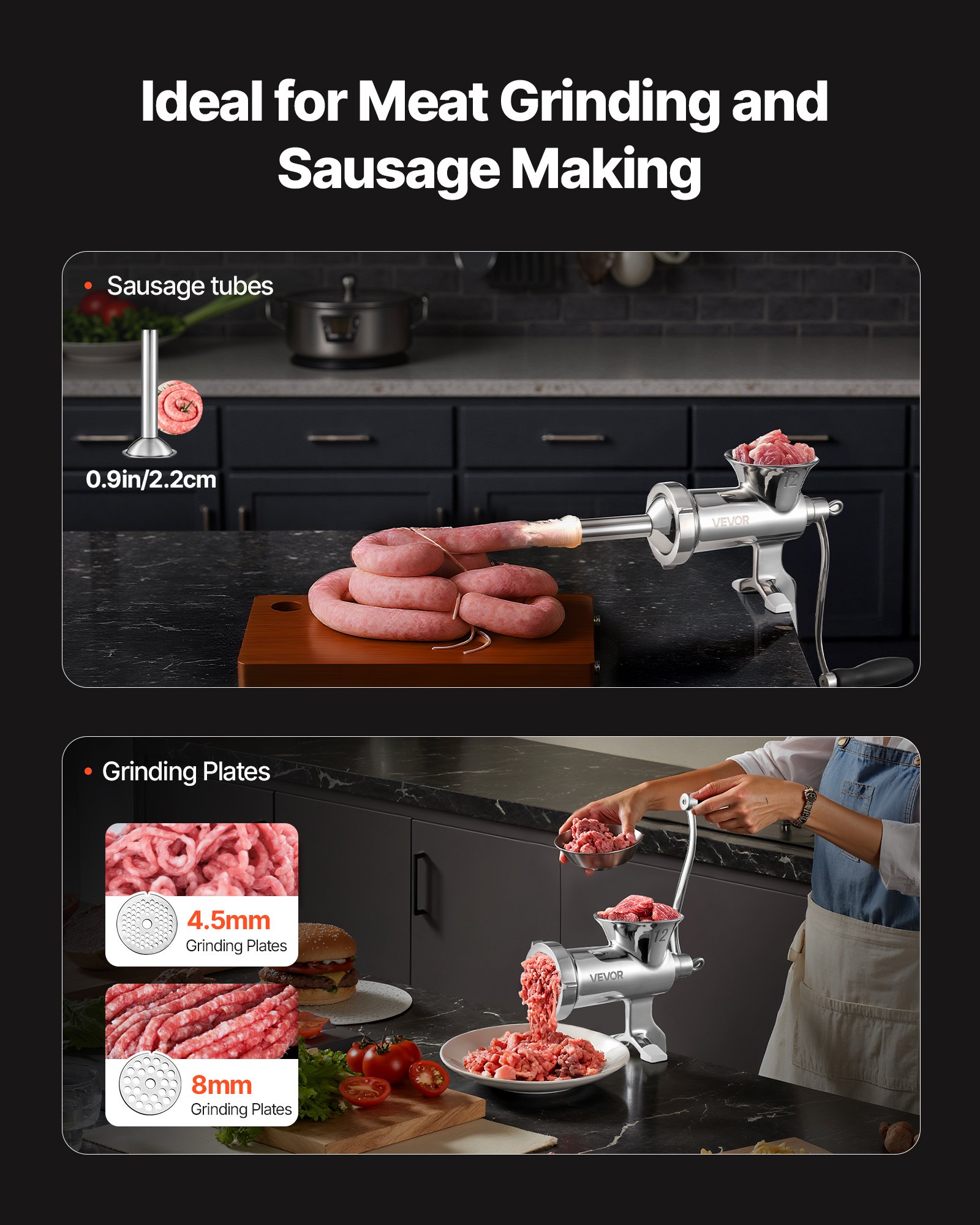 Manual Meat Grinder, 304 Stainless Steel Hand Meat Grinder