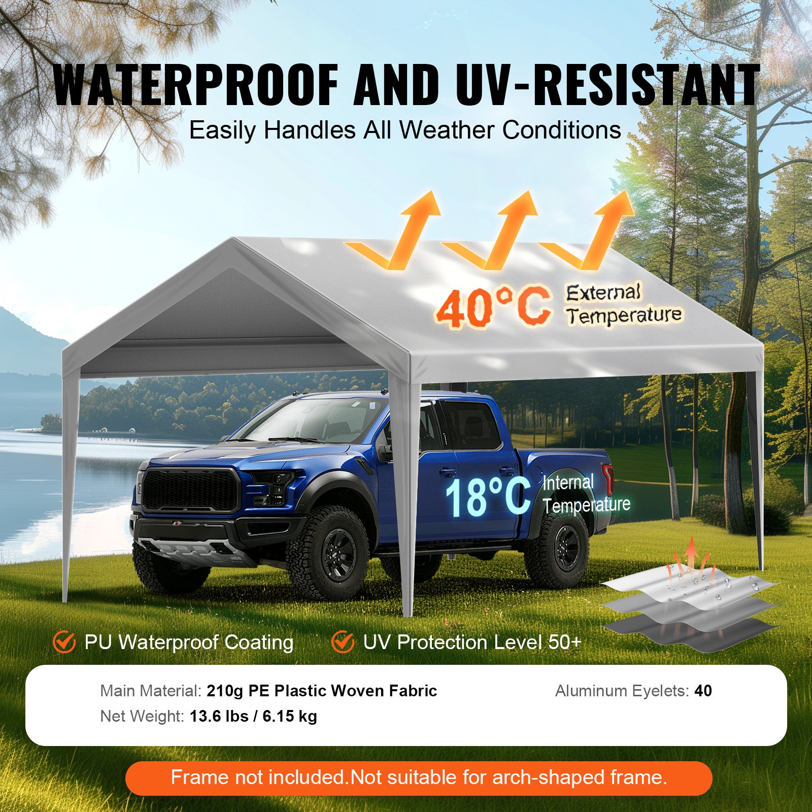 Carport Replacement Canopy Cover 6100 X 3040 Mm Garage Top