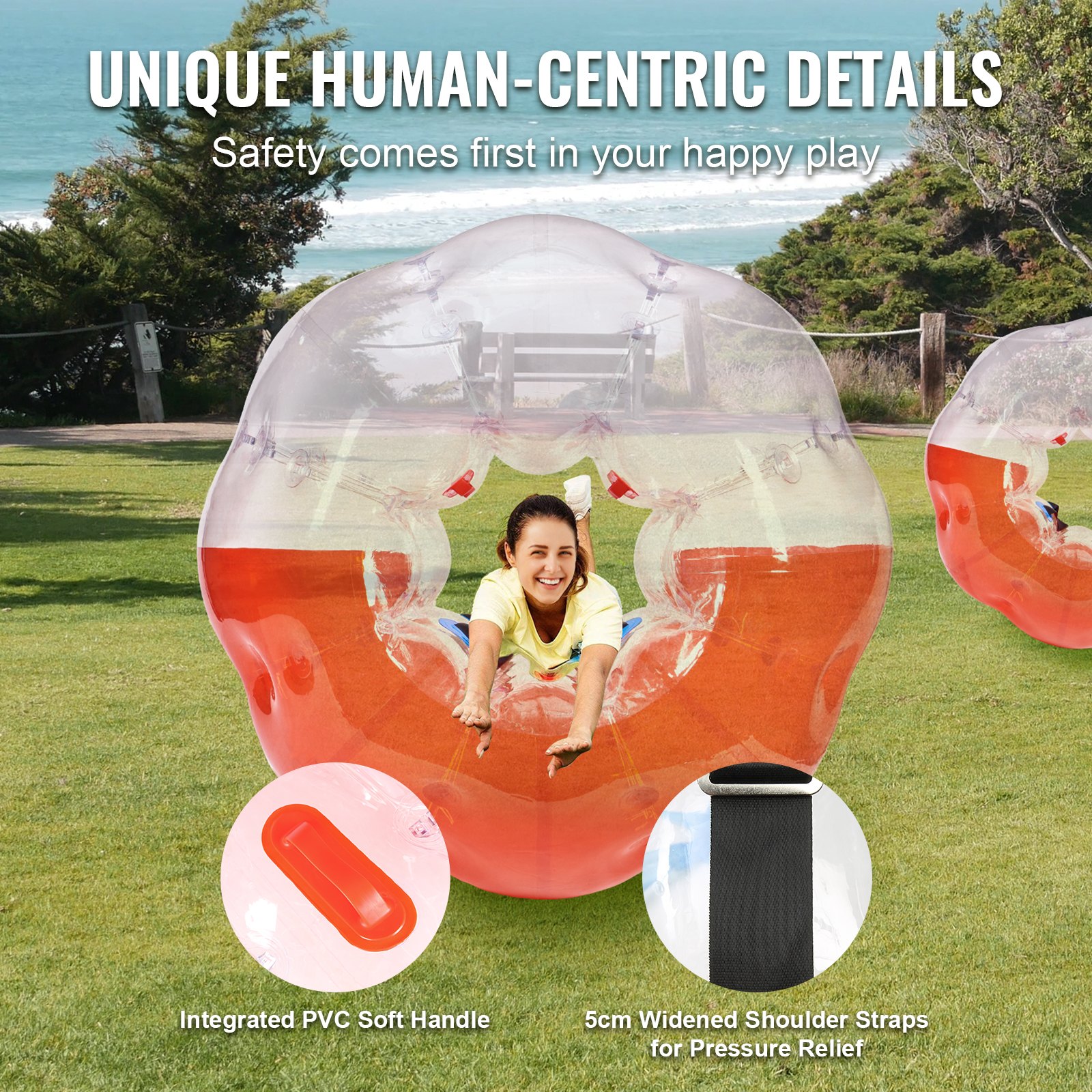 Inflatable Bumper Ball 1-Pack, 5FT/1.5M Body Sumo Zorb Balls For Teen & Adult, 0.8mm Thick PVC Human Hamster Bubble Balls For Outdoor Team Gaming Play, Bumper Bopper Toys For Garden, Yard, Park