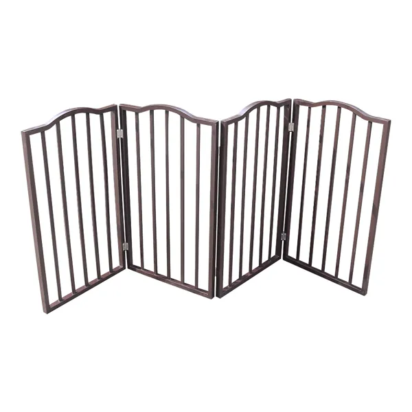 Pet Gate - Dog Gate For Doorways, Stairs Or House - Freestanding, Folding, Brown, Arc Wooden--Self-pick Up Is Not Supported.