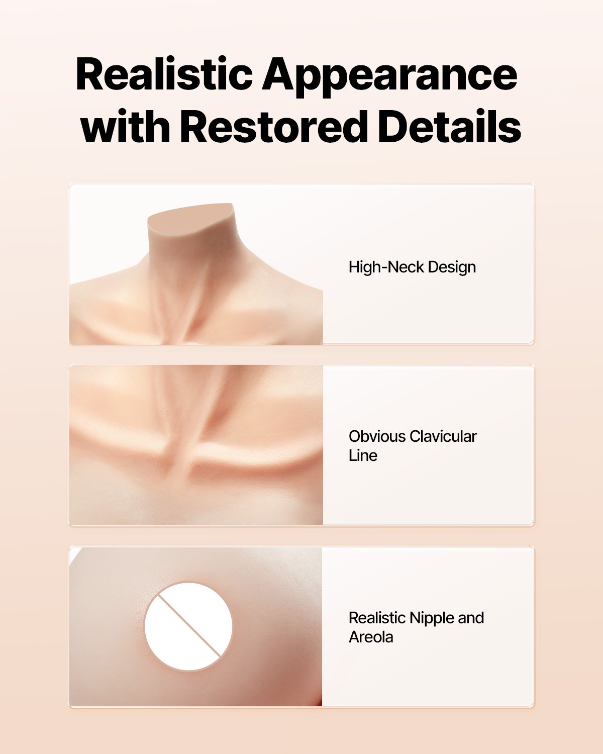 Silicone Breastplate, H-Cup High Neckline Fake Breasts For Crossdressers, Realistic Silicone-Filled Fake Boobs Breast Forms For Transgender Cosplay Drag Queen, Ivory