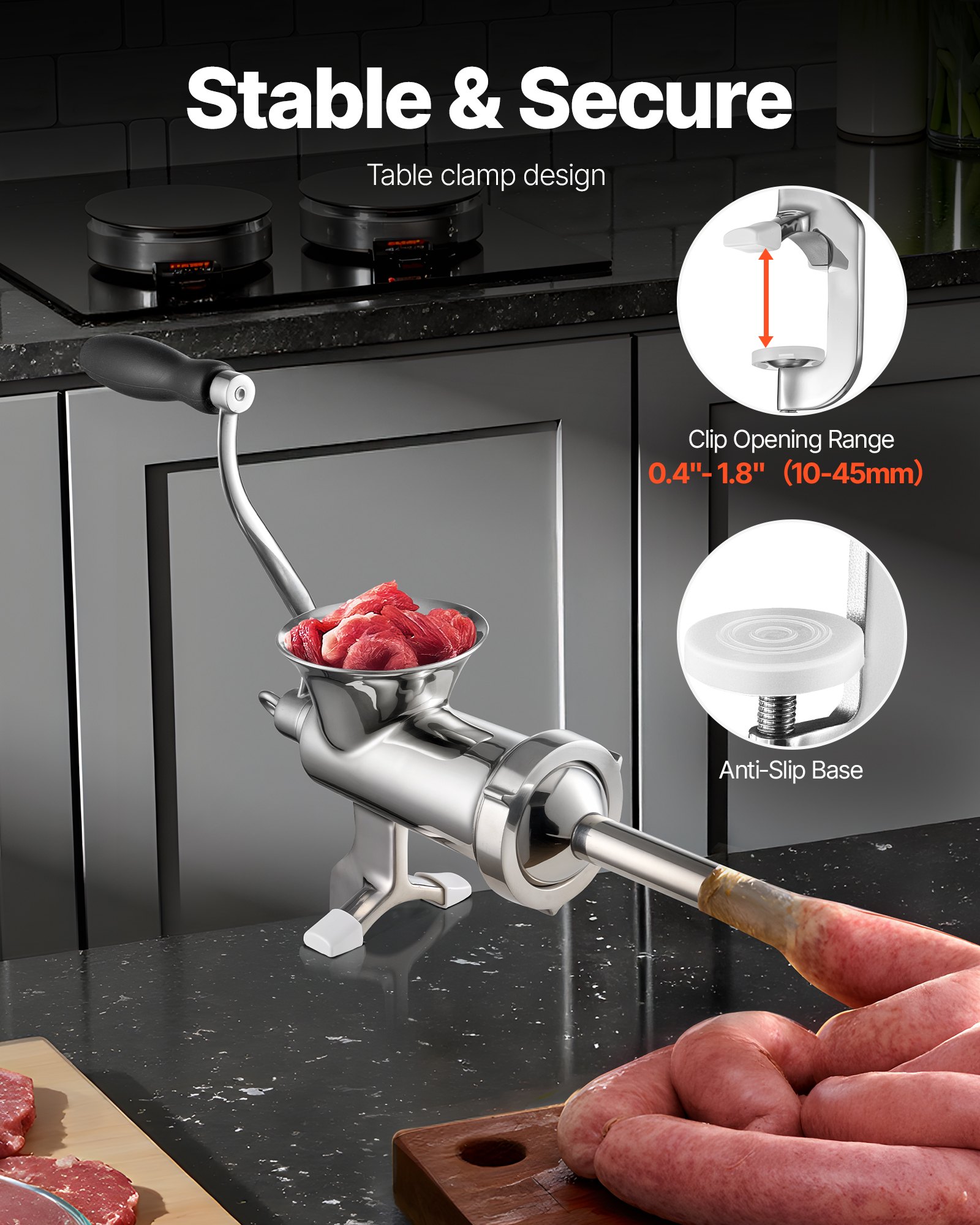 Manual Meat Grinder, 304 Stainless Steel Hand Meat Grinder