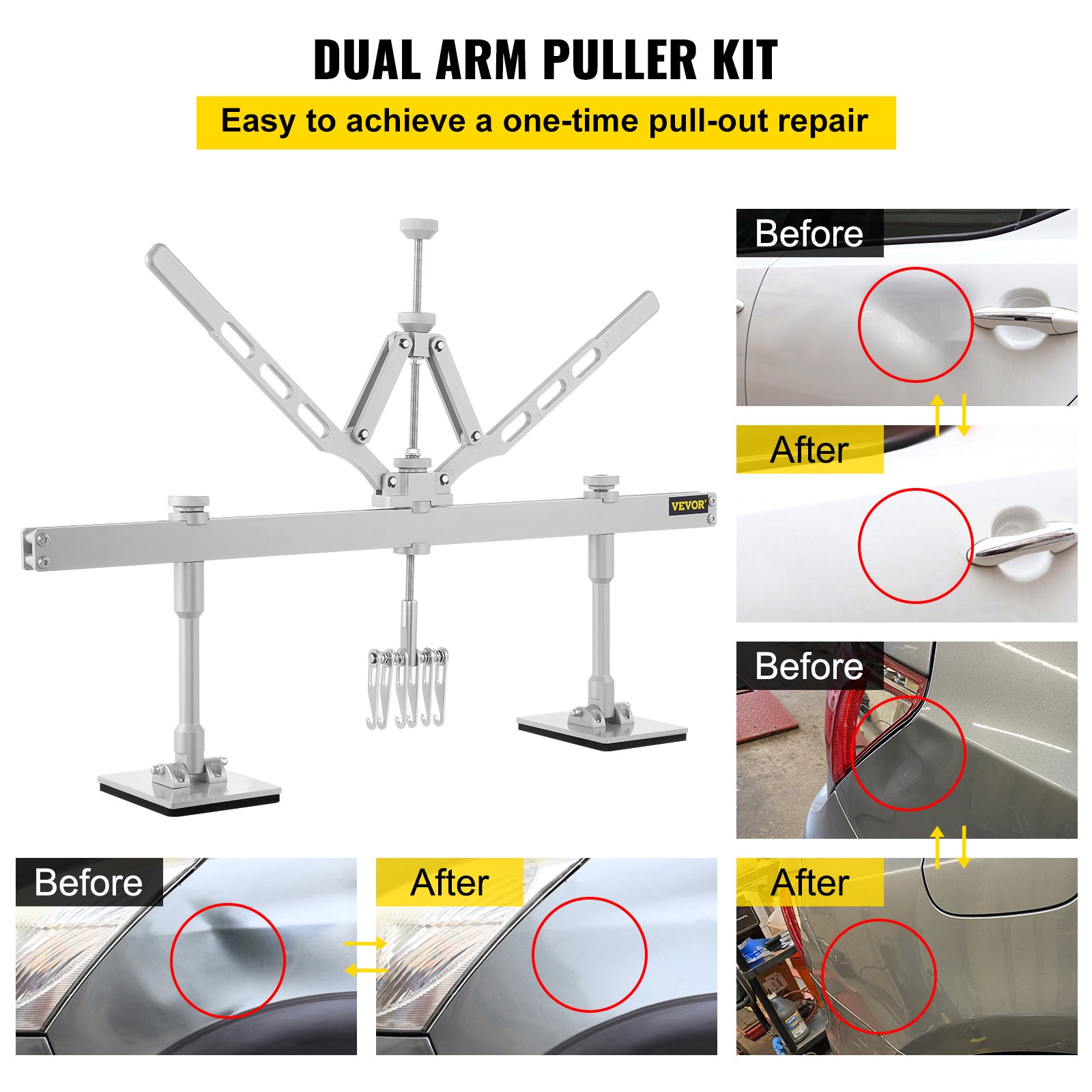 Dent Pull Lever Bar Kit Fit For Aluminum And Steel Dent Pulling With 6 Claw Hook 75cm Dent Remover Bar For Auto Body Dent Repair
