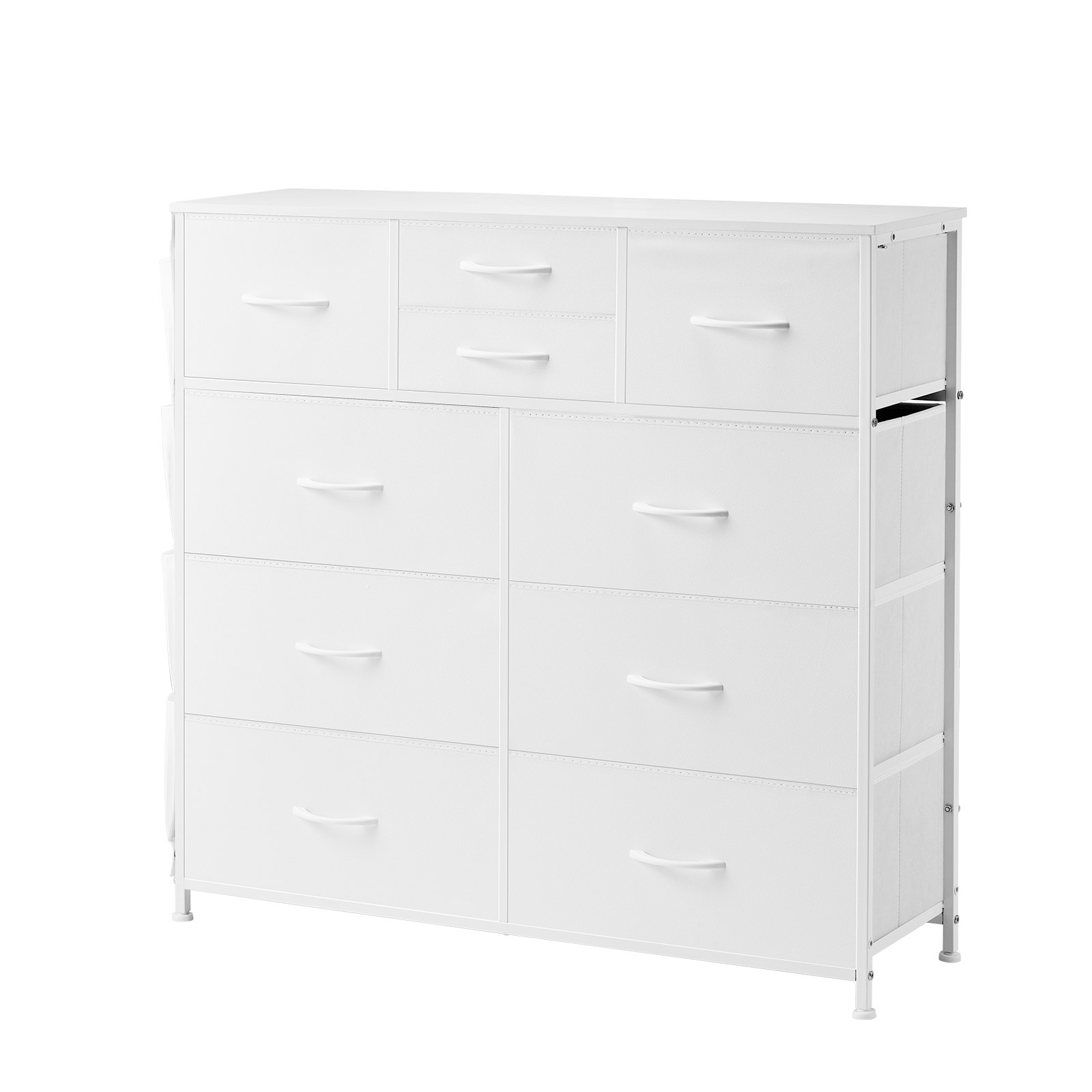 Large White Dresser with Soft Fabric Drawers