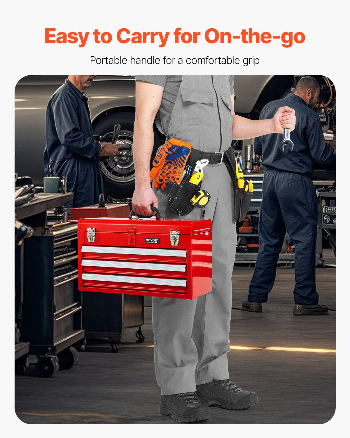 Metal Tool Box, 20.5-inch, Metal Tool Box With 3 Drawers,