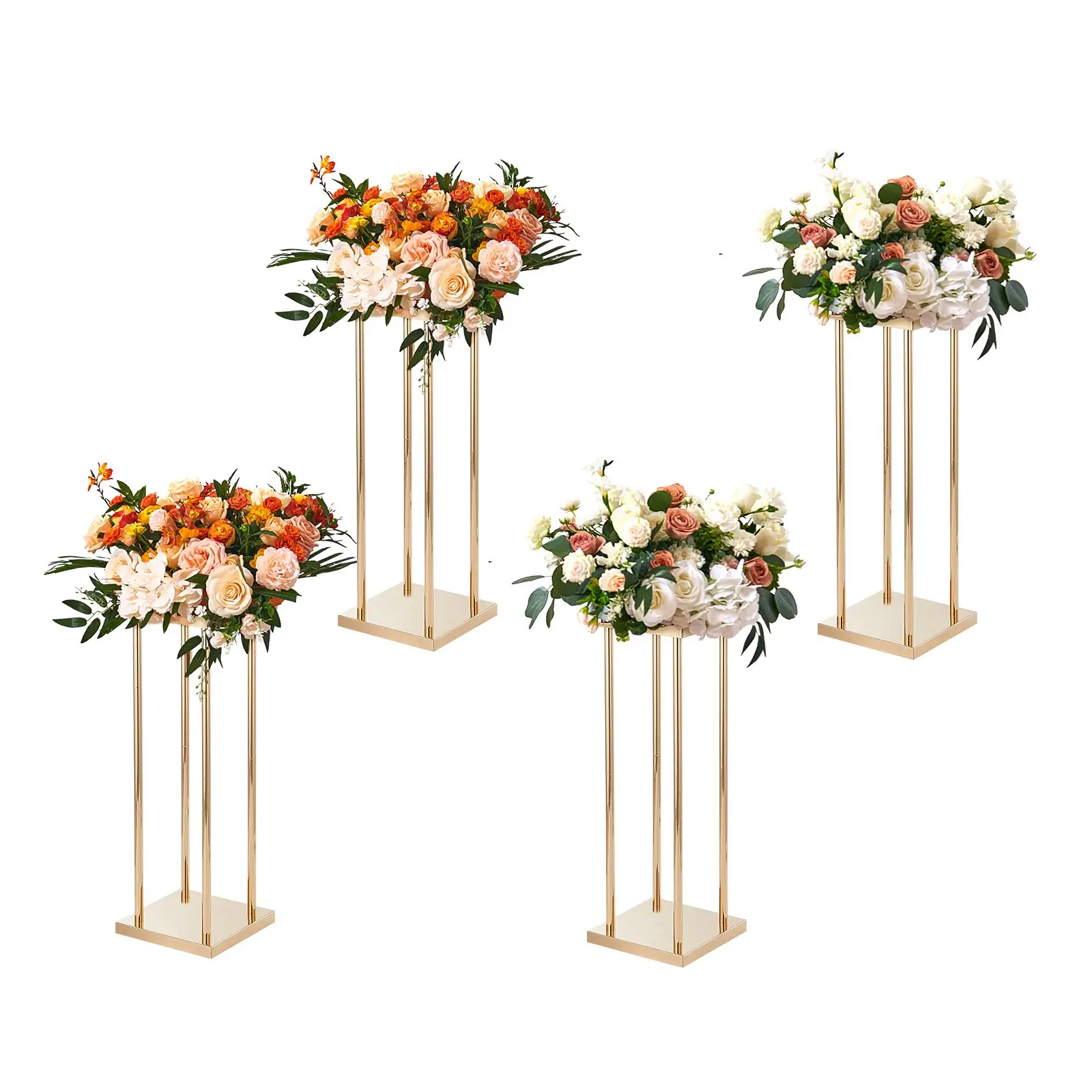 Gold Metal Column Wedding Flower Stand, 23.6inch