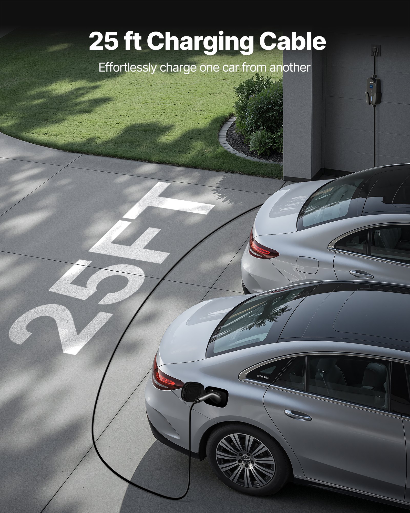 Level 2 EV Charger Portable Charger 32A 240V NEMA 14-50P With 25 Ft Cable