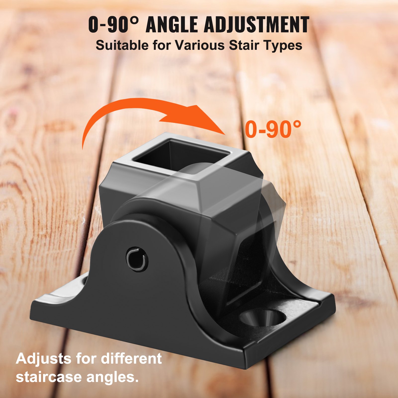 Aluminum Alloy Baluster Shoes Square Balusters Baluster Wrought Spindles For Staircase Slant Shoes With Screw Holes For Use With 1/2 Inch Staircase Balusters, Spray Coated Black (50 Pcs)