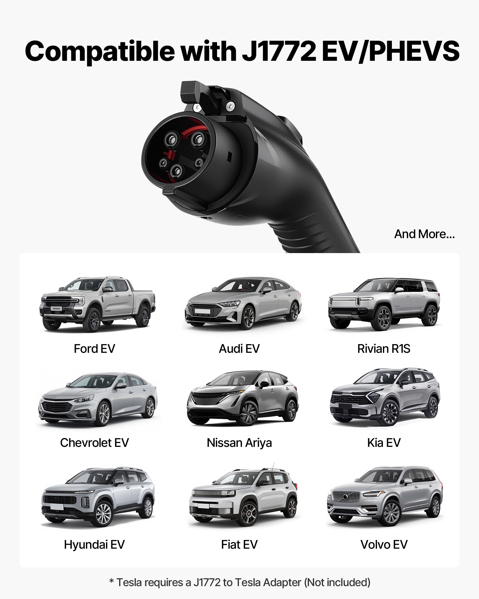 Level 1&2 EV Charger 16A Portable Charger 120V 240V 25 Ft Cable LED Indicator