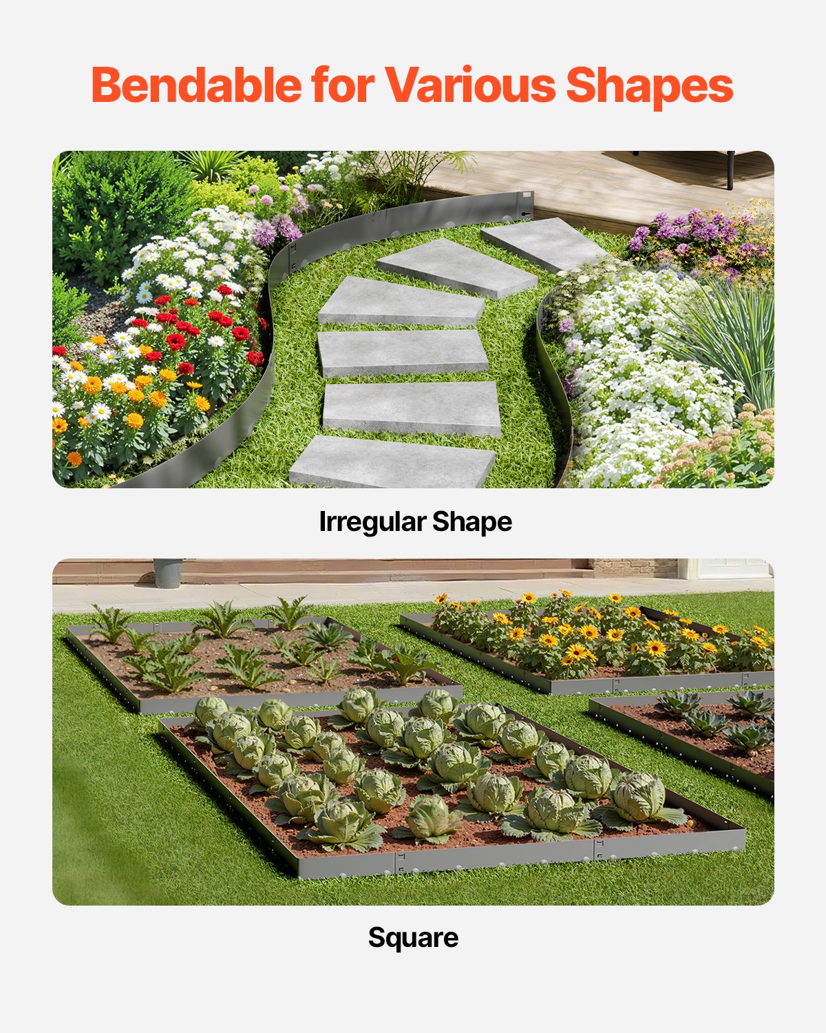 Steel Landscape Edging 5 Packs Rust-Resistant Edging Border Dark Gray - 4