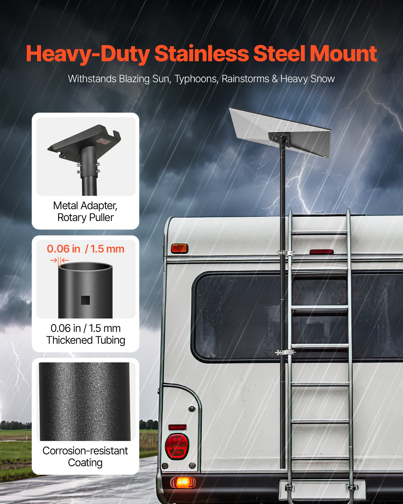 Starlink RV Ladder Mount 360°Adjustable Extra Long Starlink For Gen 3