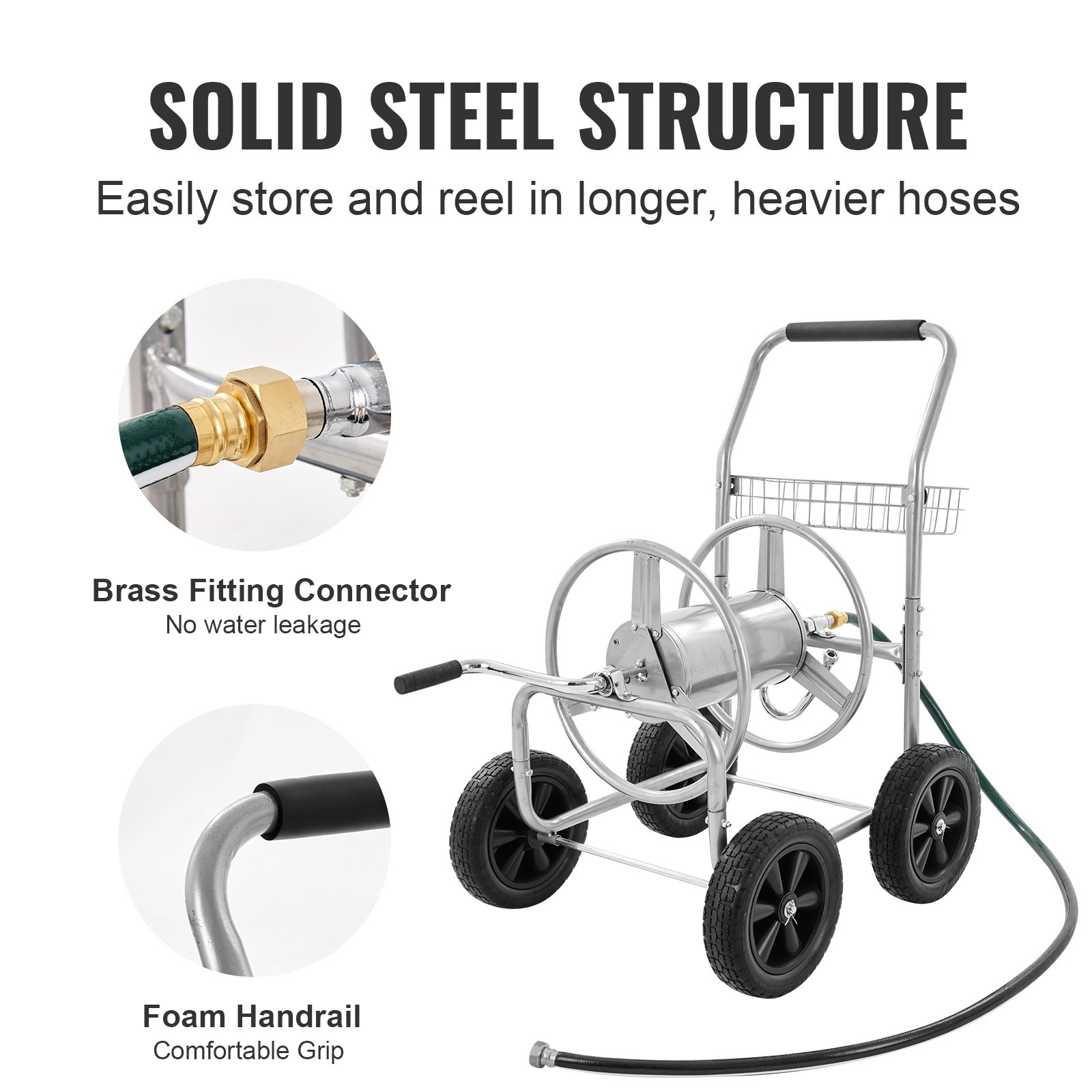 Hose Reel Cart, Hold Up To 250 Ft Of 5/8’’ Hose, Garden Water Hose Carts Mobile Tools With 4 Wheels… image 3