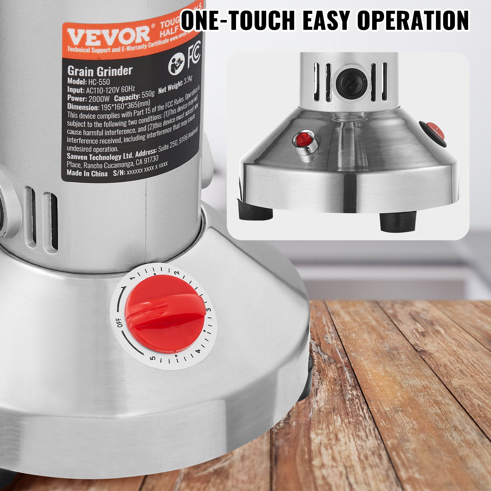 550g Commercial Spice Grinder Electric Grain Mill Grinder High Speed image 5