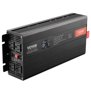 Pure Sine Wave Inverter, 3000 Watt, DC 12V To AC 120V Power Inverter With 2 AC Outlets 2 USB Port 1 Type-C Port, LCD Display And Remote Controller For Large Home Appliances, CE FCC