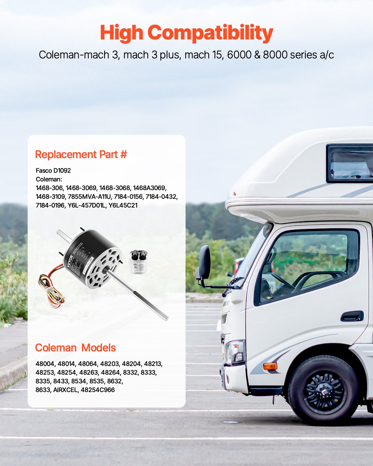 1/3HP RV AC Fan Motor AC115V 3A 1675RPM Single Phase With 7.5uf/370V Capacitor