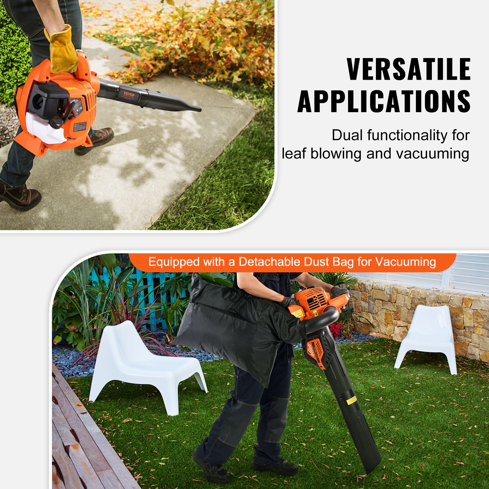 Leaf Blower, 26CC 2-Cycle Handheld Leaf Blower, 2-in-1 Blower 425CFM Air Volume 156MPH Speed, Ideal For Lawn Care,… - 5