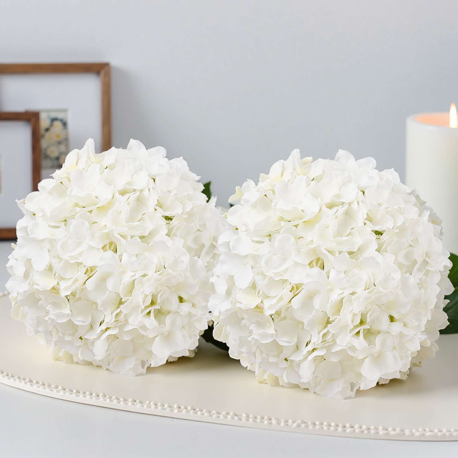 105 Pcs Artificial Silk Hydrangea Flowers 9.8 In Bouquet Arrangement White image 6