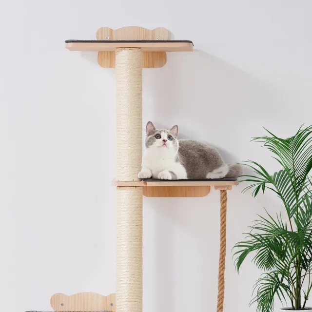 Wall Mounted Cat Shelves Tree With Platform Tree Shaped Cat Furniture Natural - Shop at LoveMi