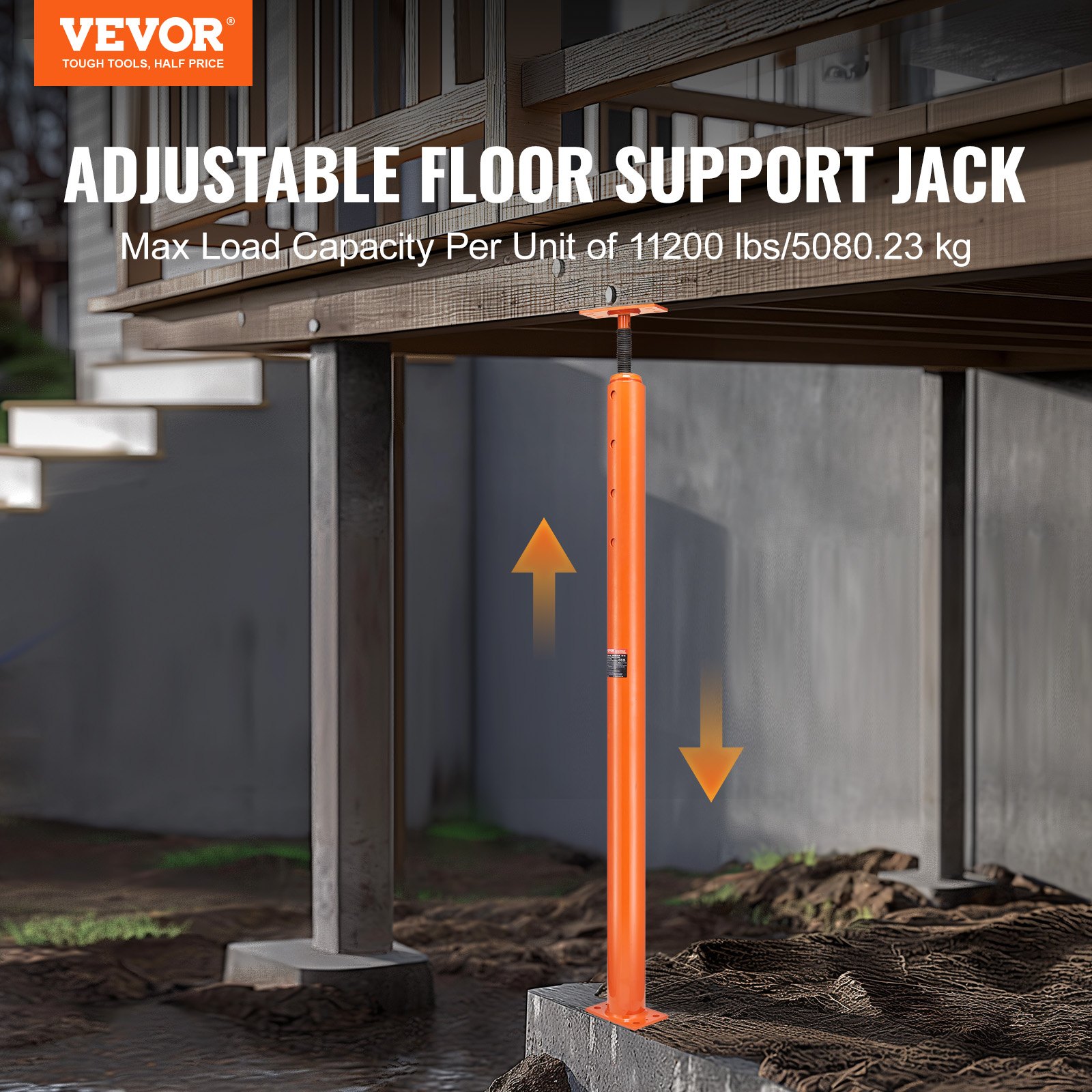Adjustable Floor Jack Post House Floor Leveling Lift 54'-150' Height Range image 2
