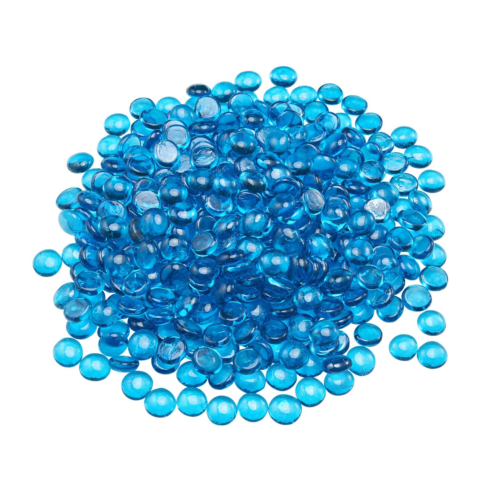 20LBS Fire Glass Beads 3 4 Inch Fireplace Glass Rocks For Firepit Caribbean Blue thumbnail 1