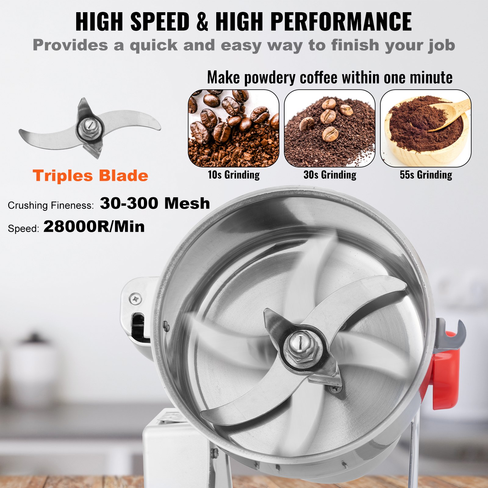 1000g Commercial Spice Grinder Electric Grain Mill Grinder High Speed image 4