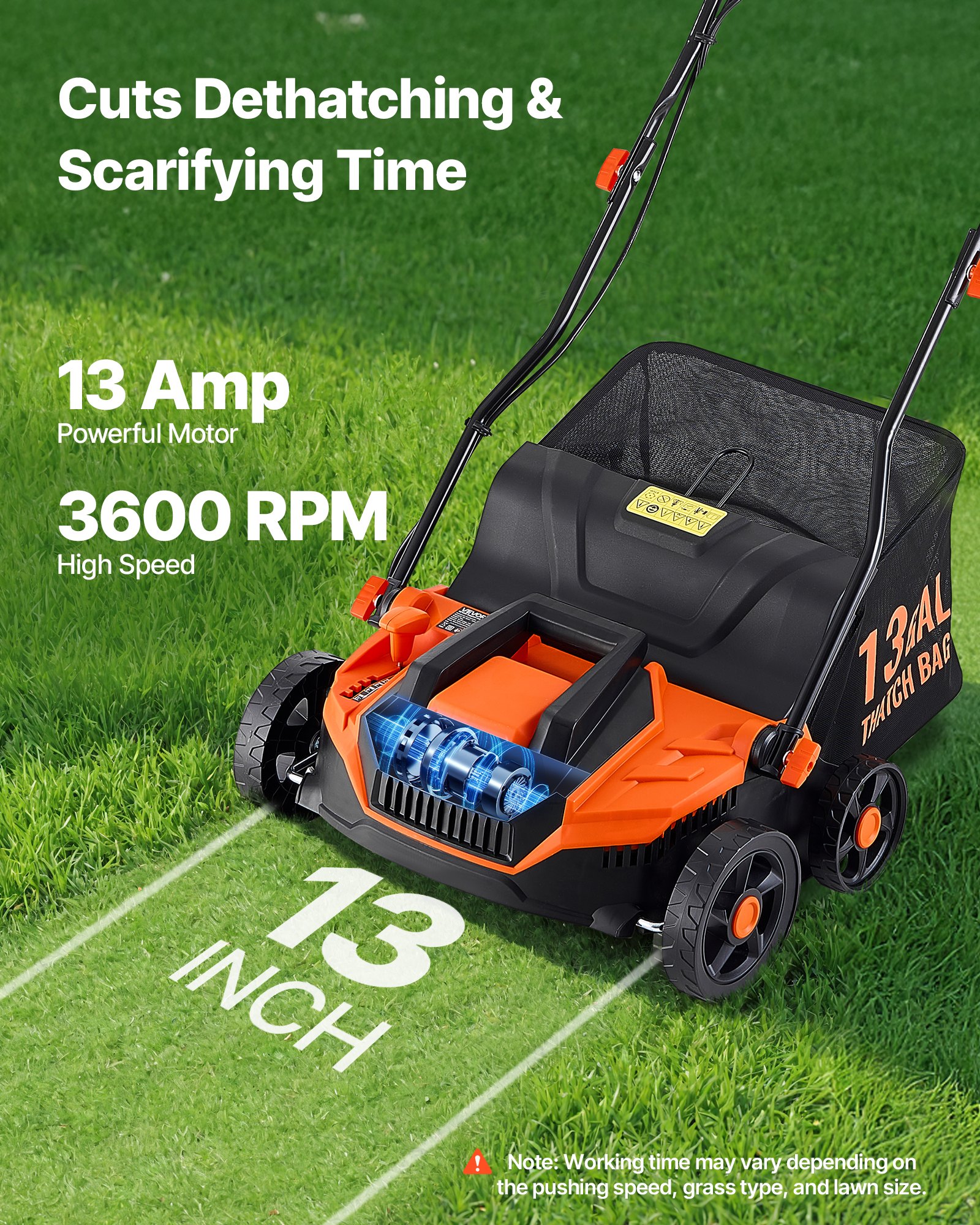 2-in-1 Electric Dethatcher And Scarifier Lawn Dethatcher 13-Inch 13 Amp image 3