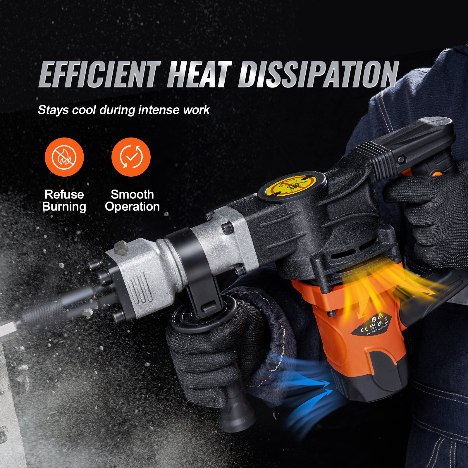 Demolition Jack Hammer Concrete Breaker 1400W Electric Hammer 2 Chisel Bit image 4
