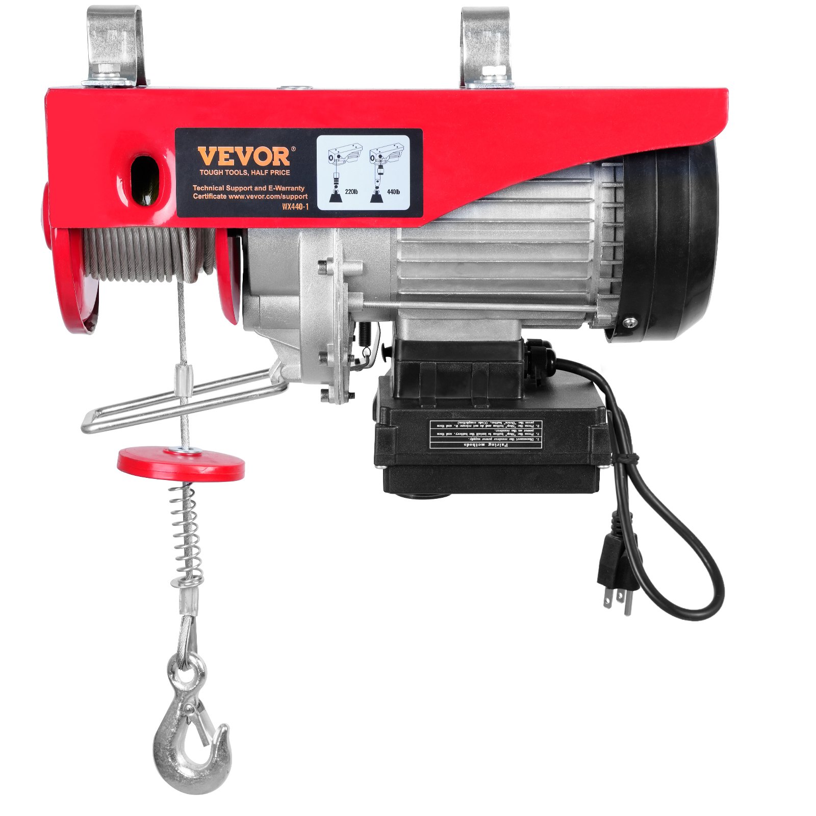 Wireless Electric Hoist, 440 Lbs 110V Electric Steel Wire Winch With Wireless Remote Control, 40ft Single Cable Lifting Height & Pure Copper Motor, For Garage Warehouse Factory